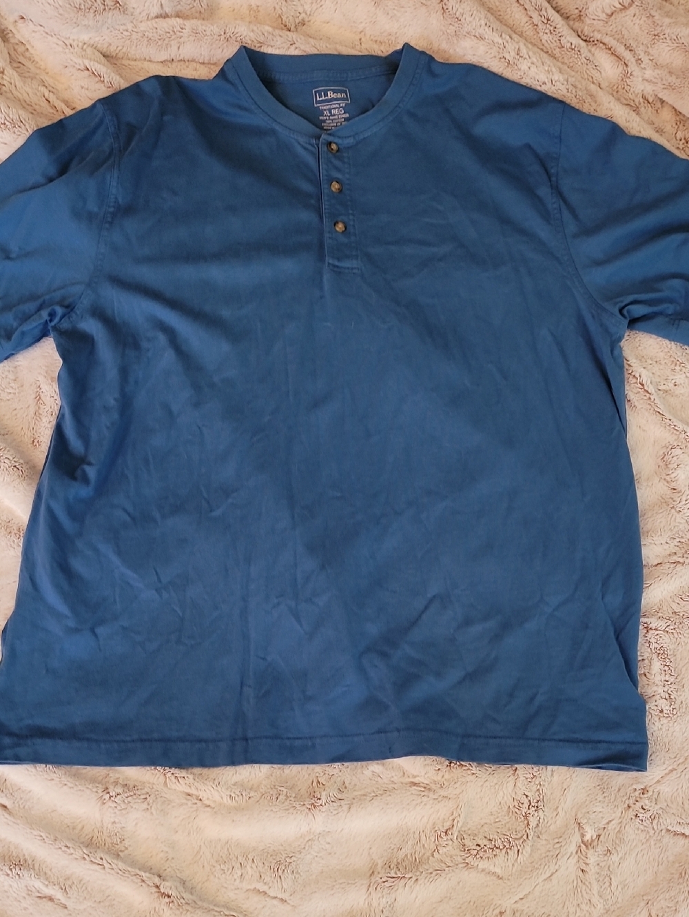 L.L. Bean Men's Short-Sleeve Henley in Deep Blue